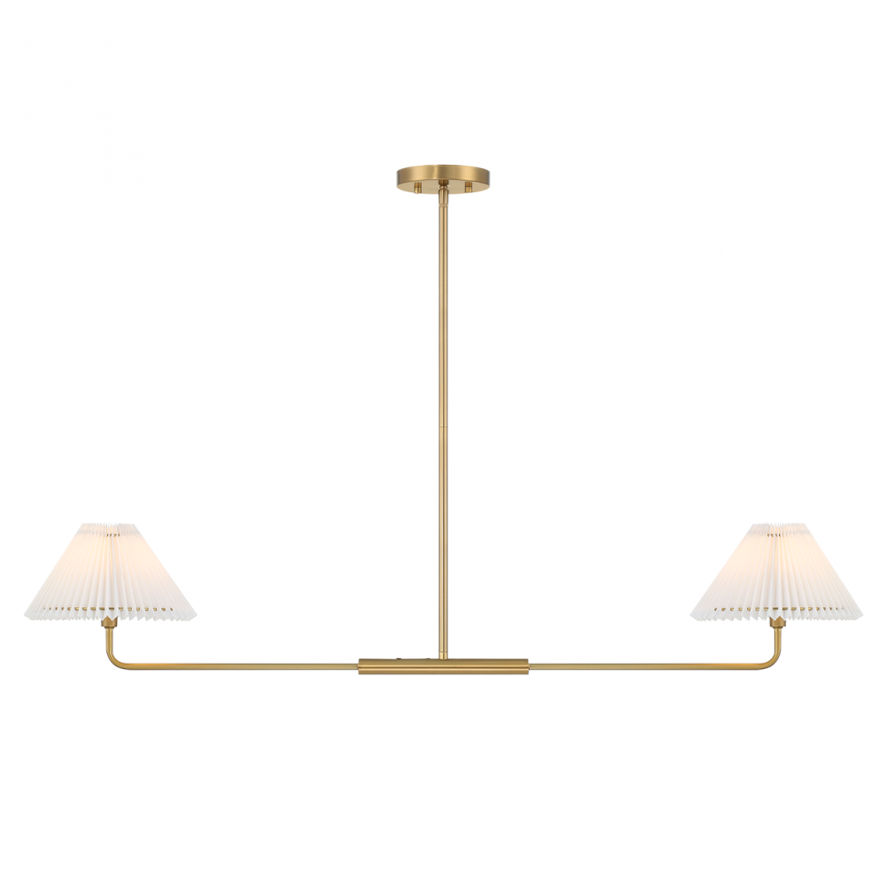 2-Light Linear Chandelier in Natural Brass