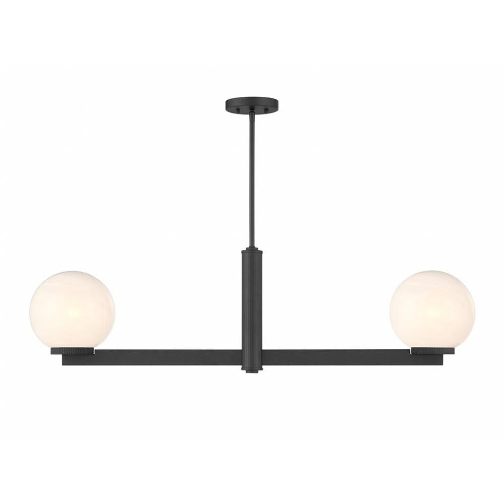 2-Light Linear Chandelier in Matte Black
