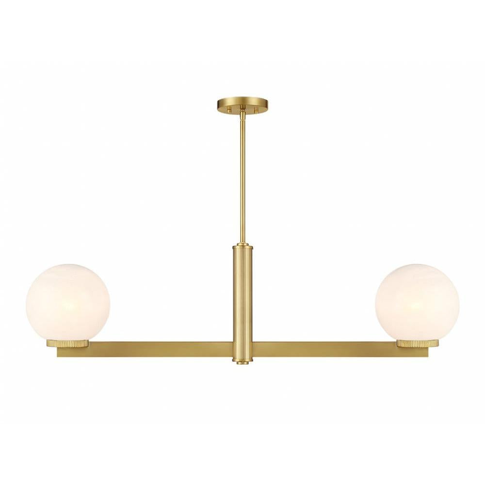 2-Light Linear Chandelier in Natural Brass