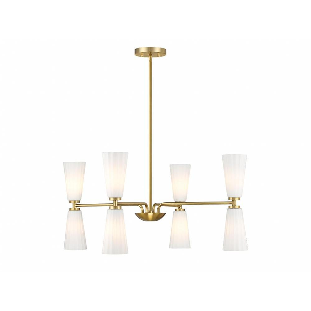 8-Light Chandelier in Natural Brass