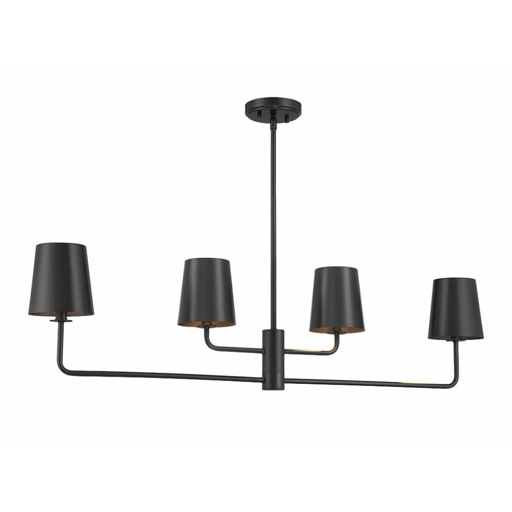 4-Light Linear Chandelier in Matte Black