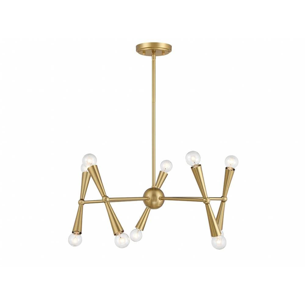 10-Light Chandelier in Natural Brass