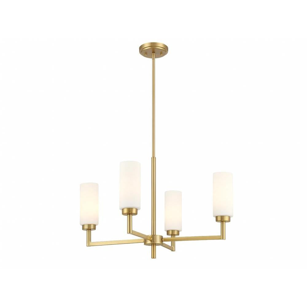 4-Light Chandelier in Natural Brass