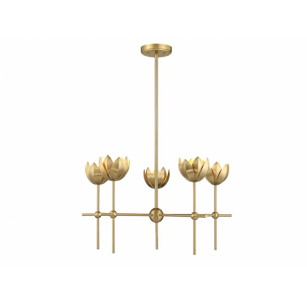 5-Light Chandelier in Natural Brass