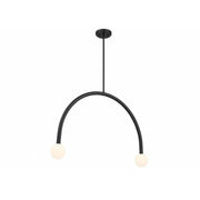 2-Light Chandelier in Matte Black