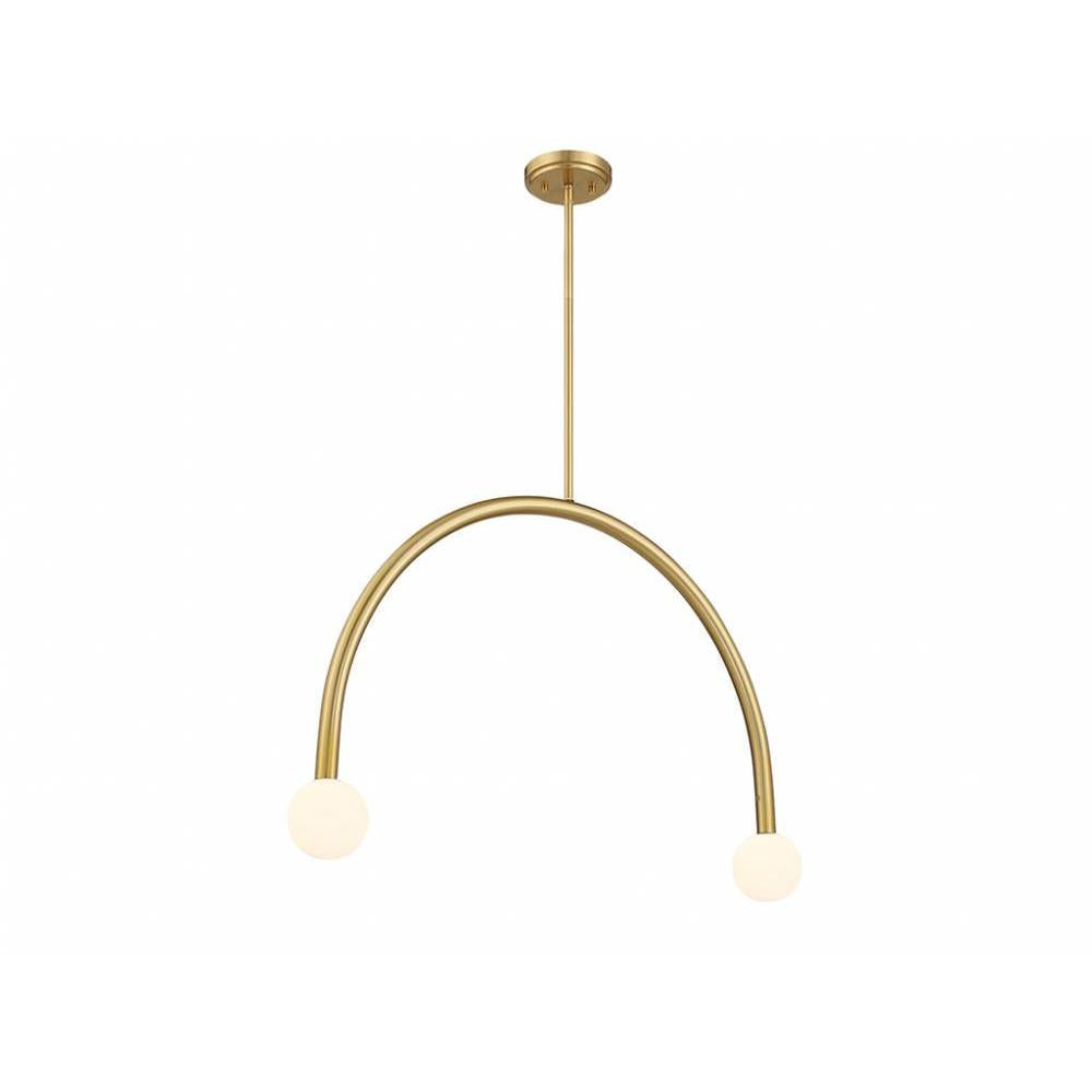 2-Light Chandelier in Natural Brass
