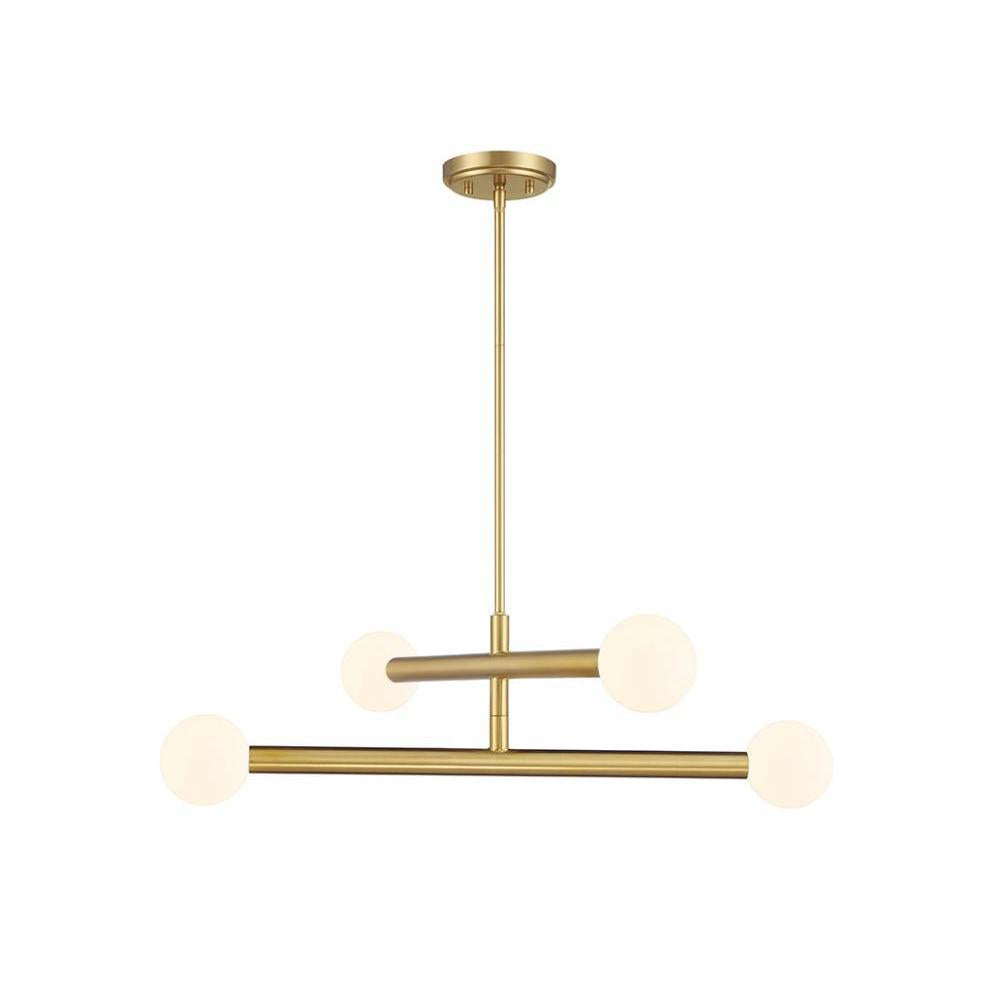4-Light Chandelier in Natural Brass