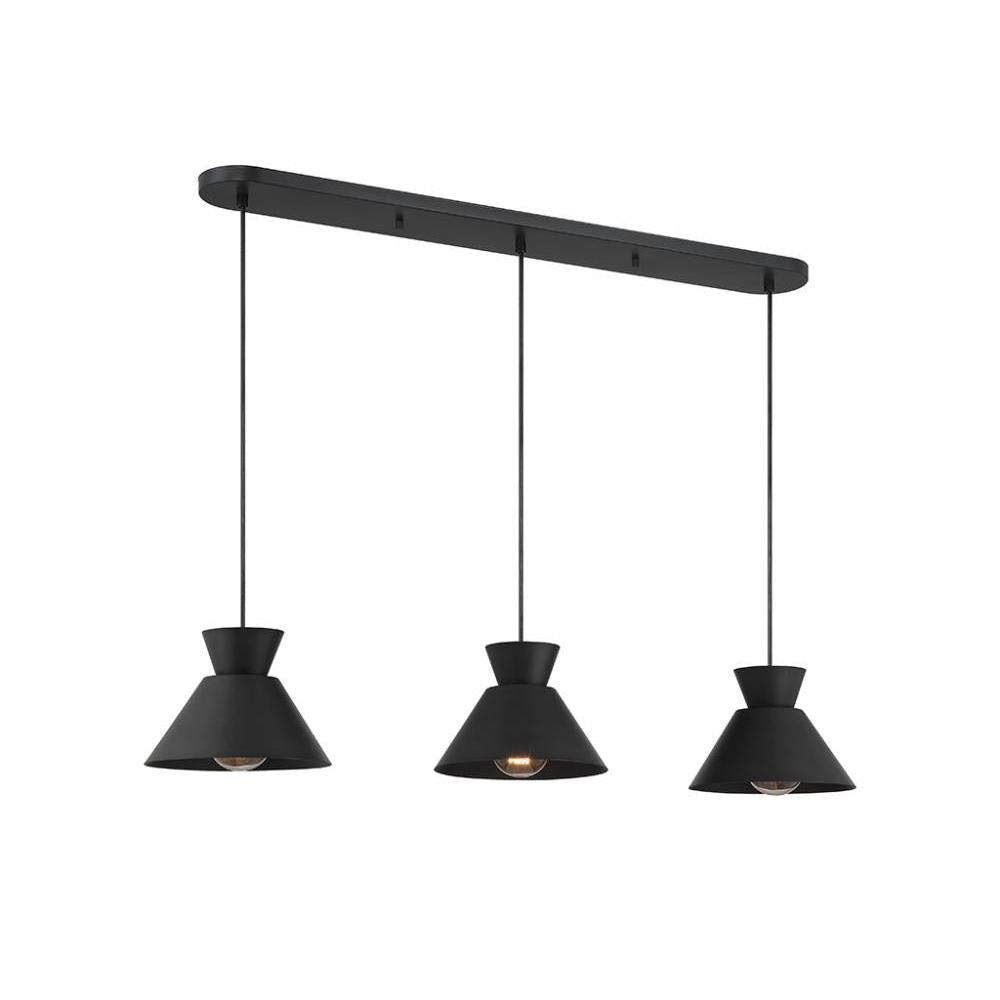 3-Light Linear Chandelier in Matte Black