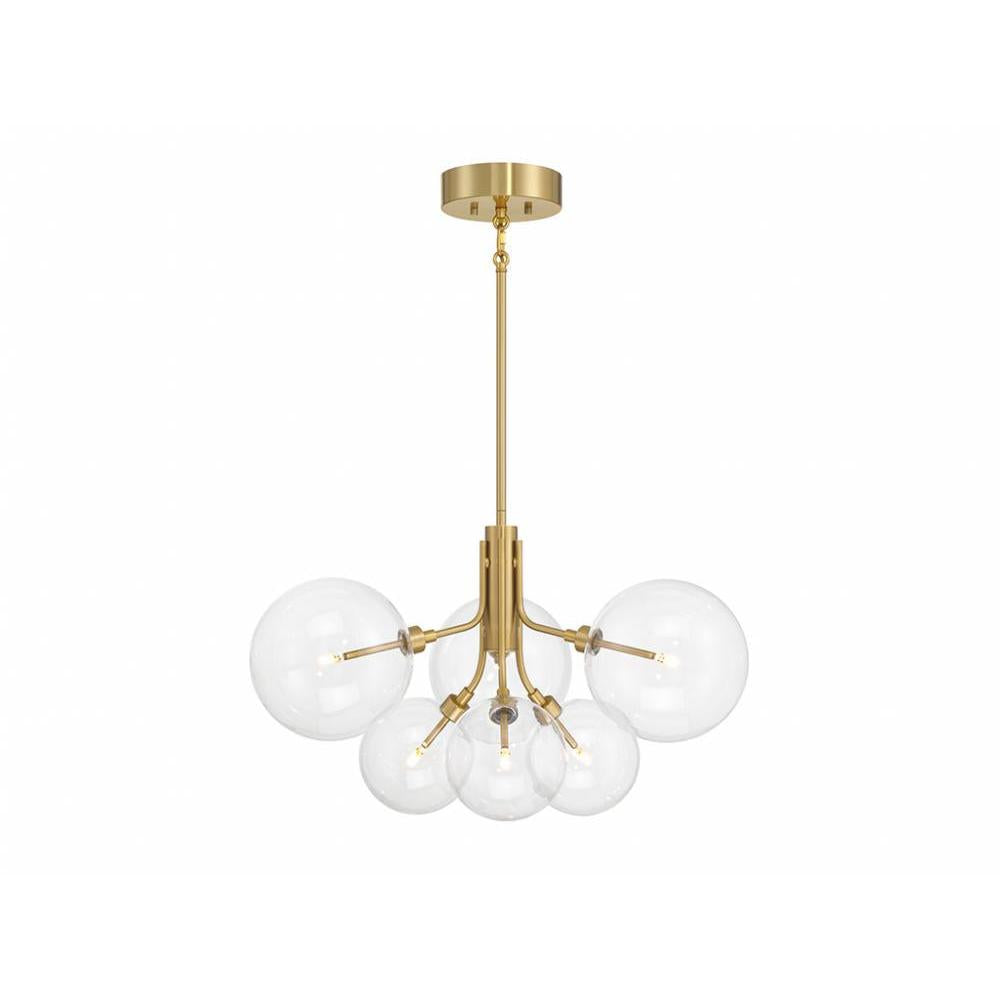 6-Light Chandelier in Natural Brass