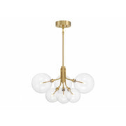 6-Light Chandelier in Natural Brass