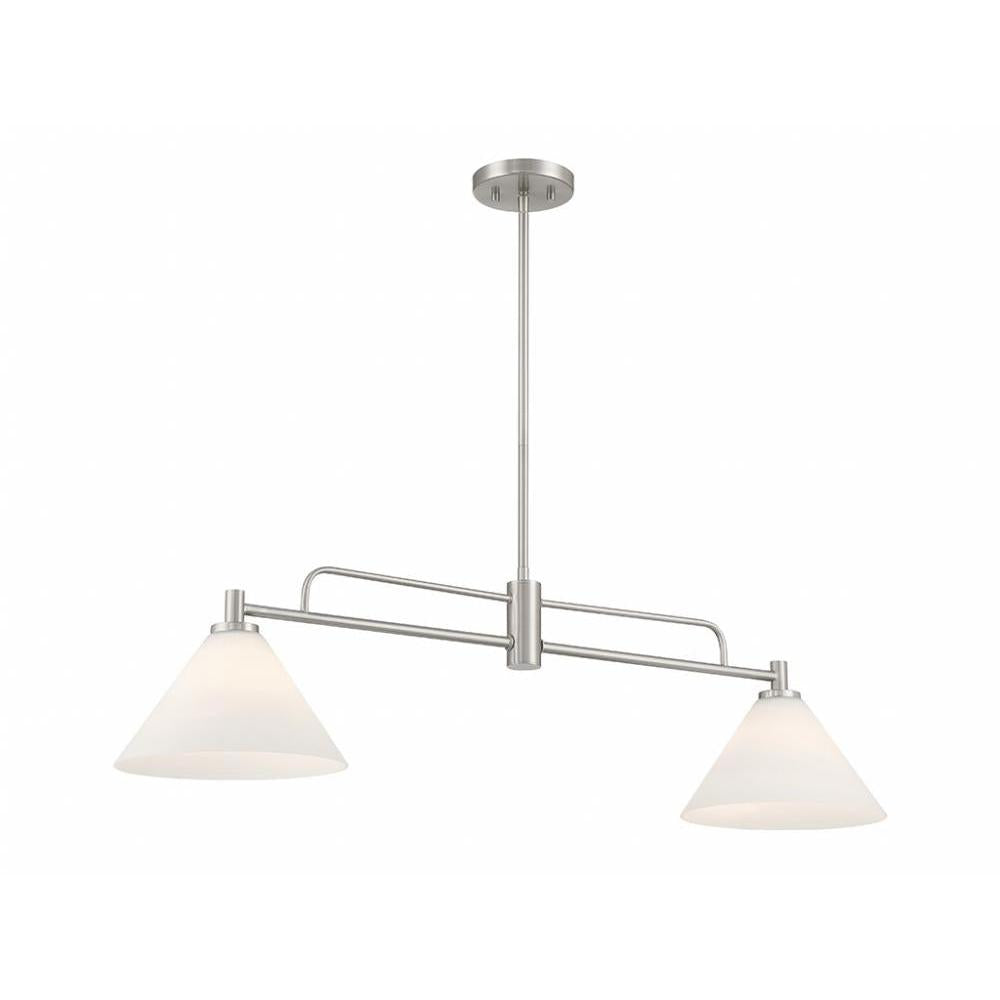 2-Light Linear Chandelier in Brushed Nickel