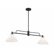 2-Light Linear Chandelier in Matte Black