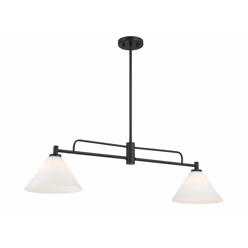 2-Light Linear Chandelier in Matte Black