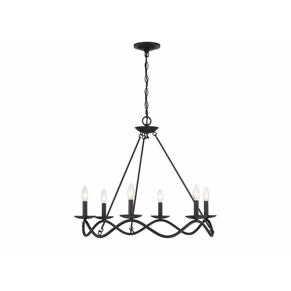 6-Light Chandelier in Matte Black