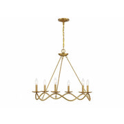 6-Light Chandelier in Natural Brass