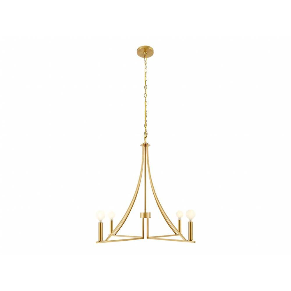 4-Light Chandelier in Natural Brass