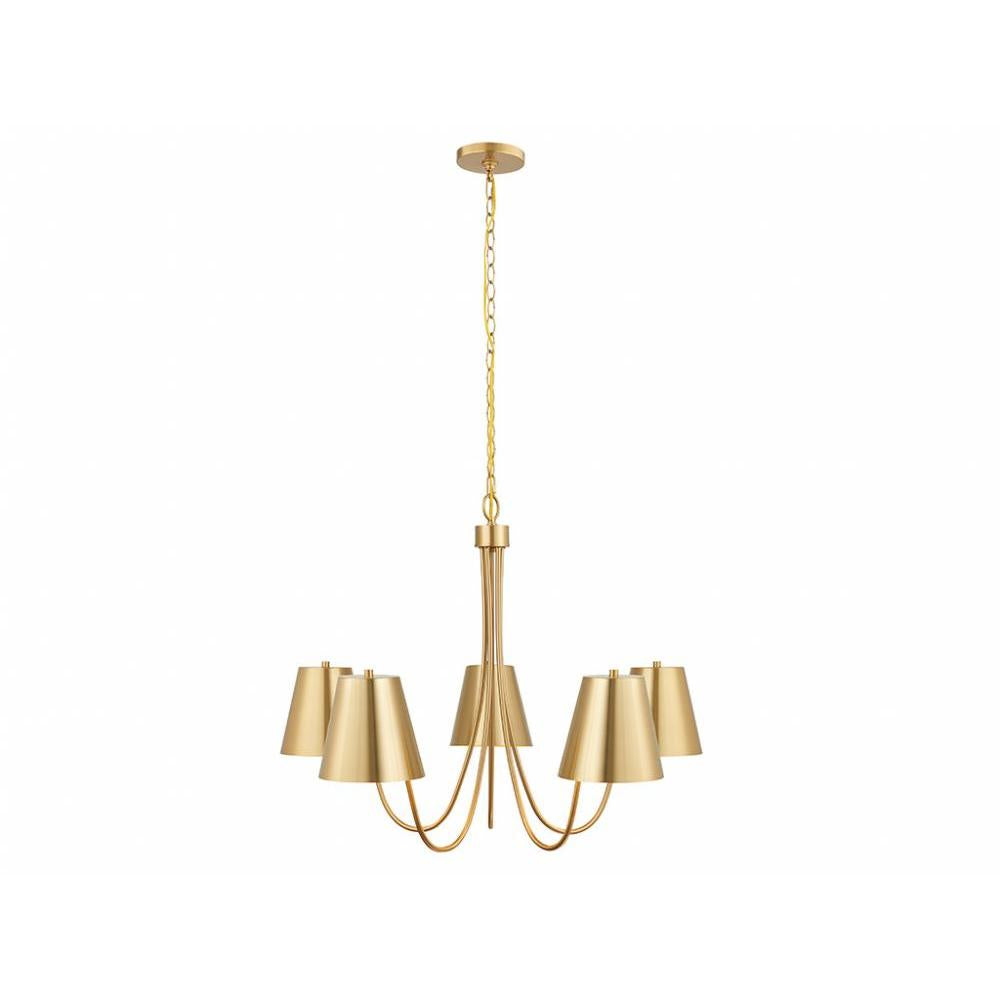 5-Light Chandelier in Natural Brass