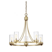 5-Light Chandelier in Natural Brass