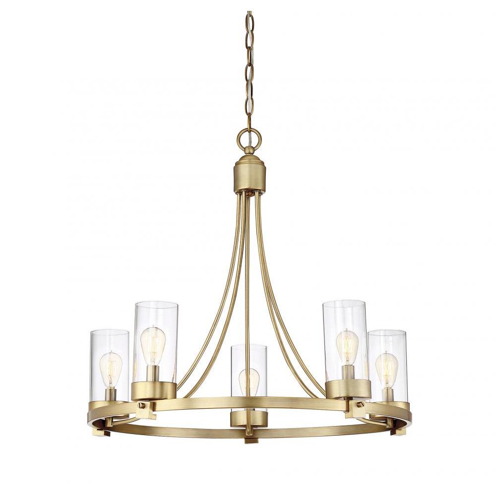 5-Light Chandelier in Natural Brass