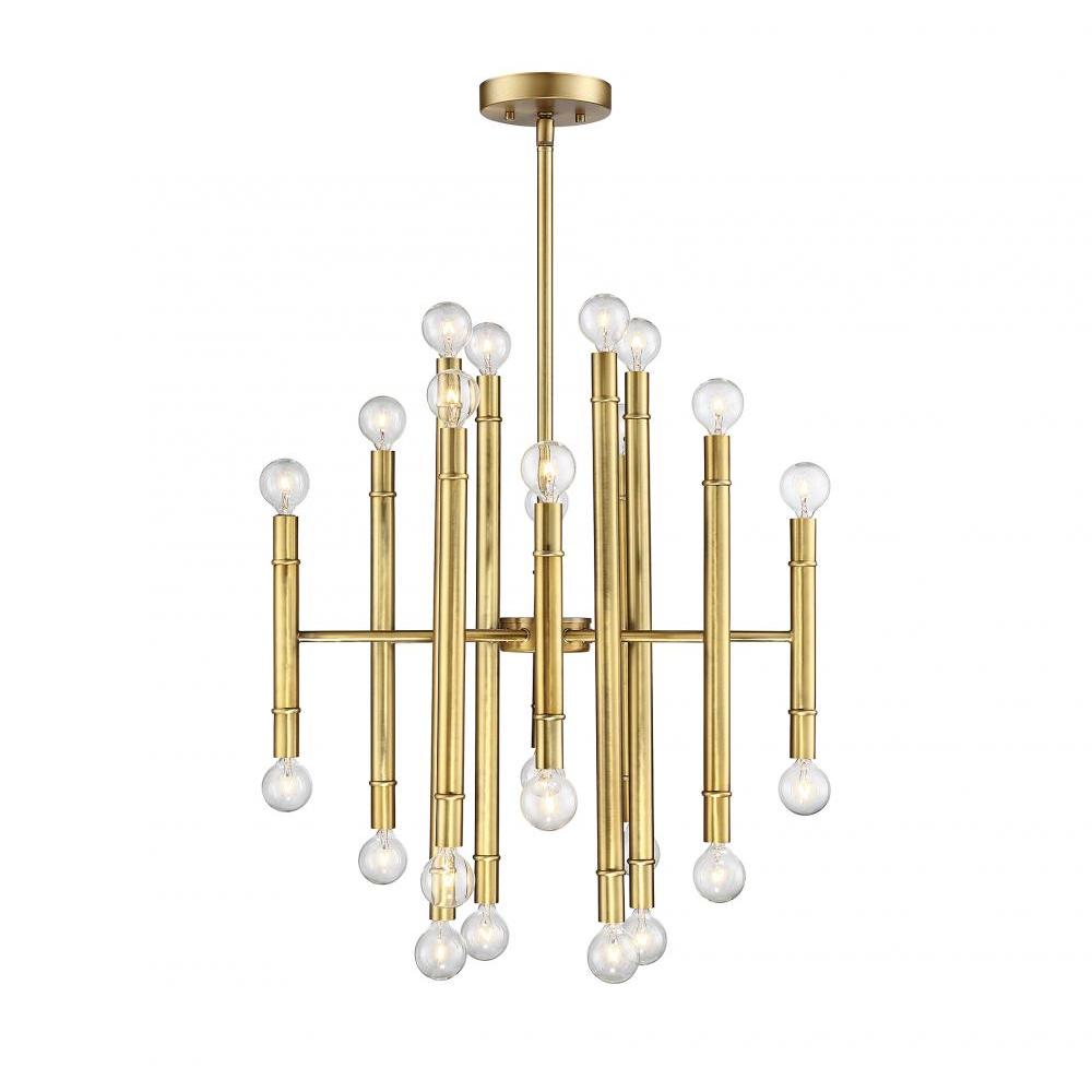 24-Light Chandelier in Natural Brass