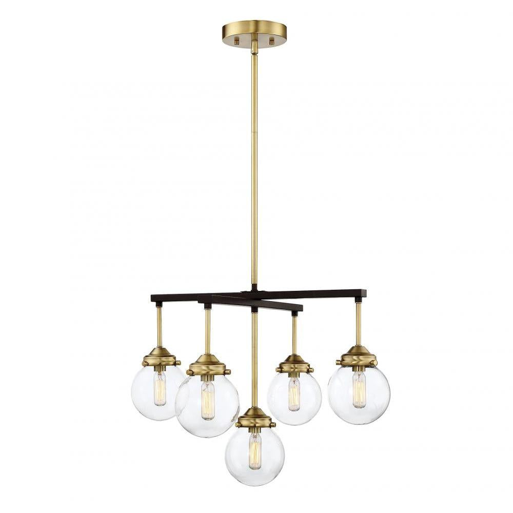5-Light Chandelier in Oil Rubbed Bronze with Natural Brass