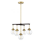 5-Light Chandelier in Oil Rubbed Bronze with Natural Brass