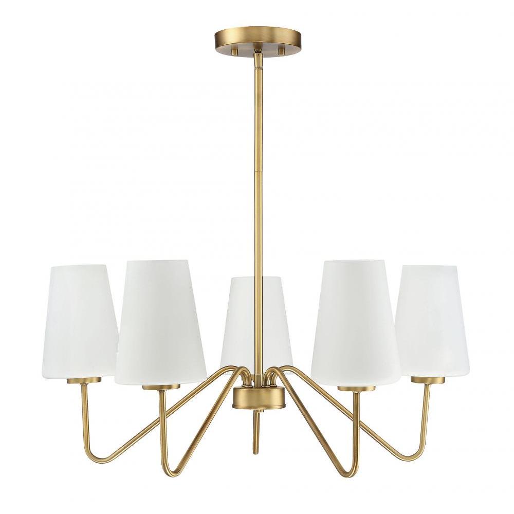 5-Light Chandelier in Natural Brass