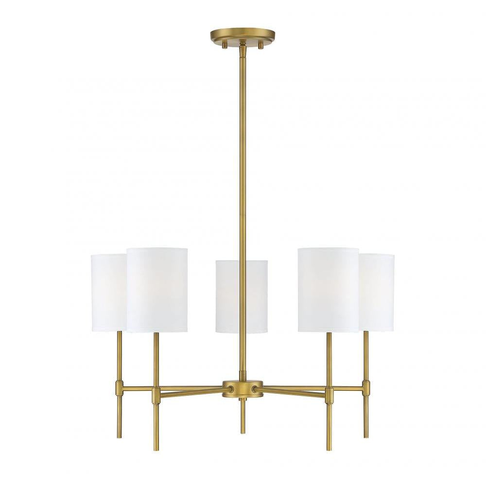 5-Light Chandelier in Natural Brass