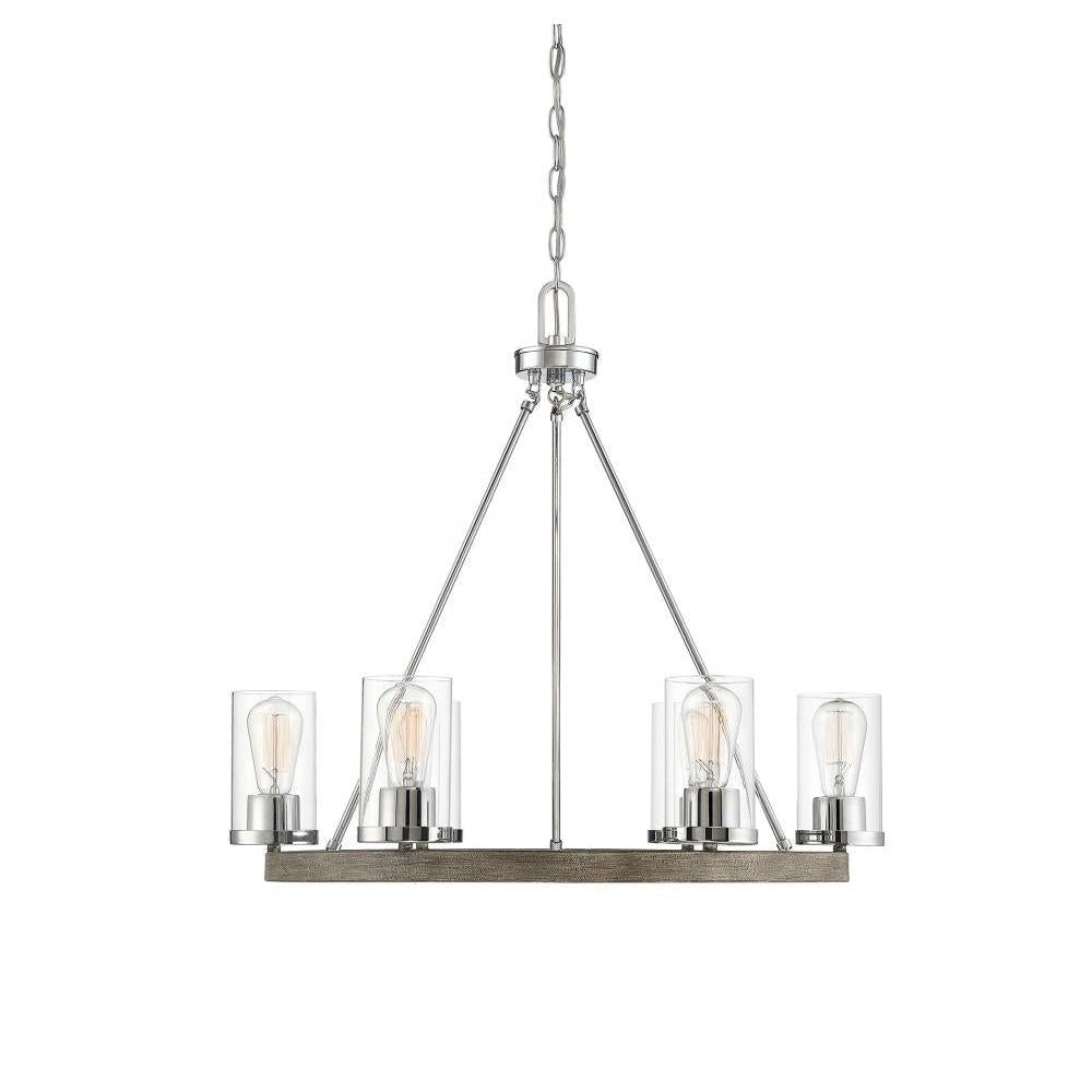 6-Light Chandelier in Greywood Chrome