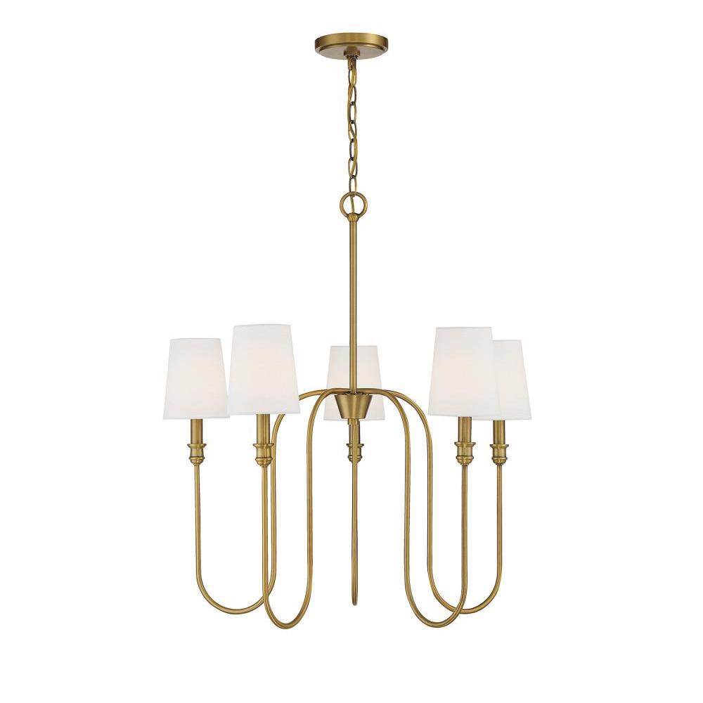 5-Light Chandelier in Natural Brass