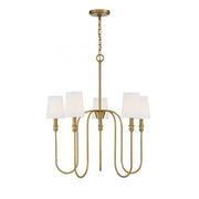 5-Light Chandelier in Natural Brass
