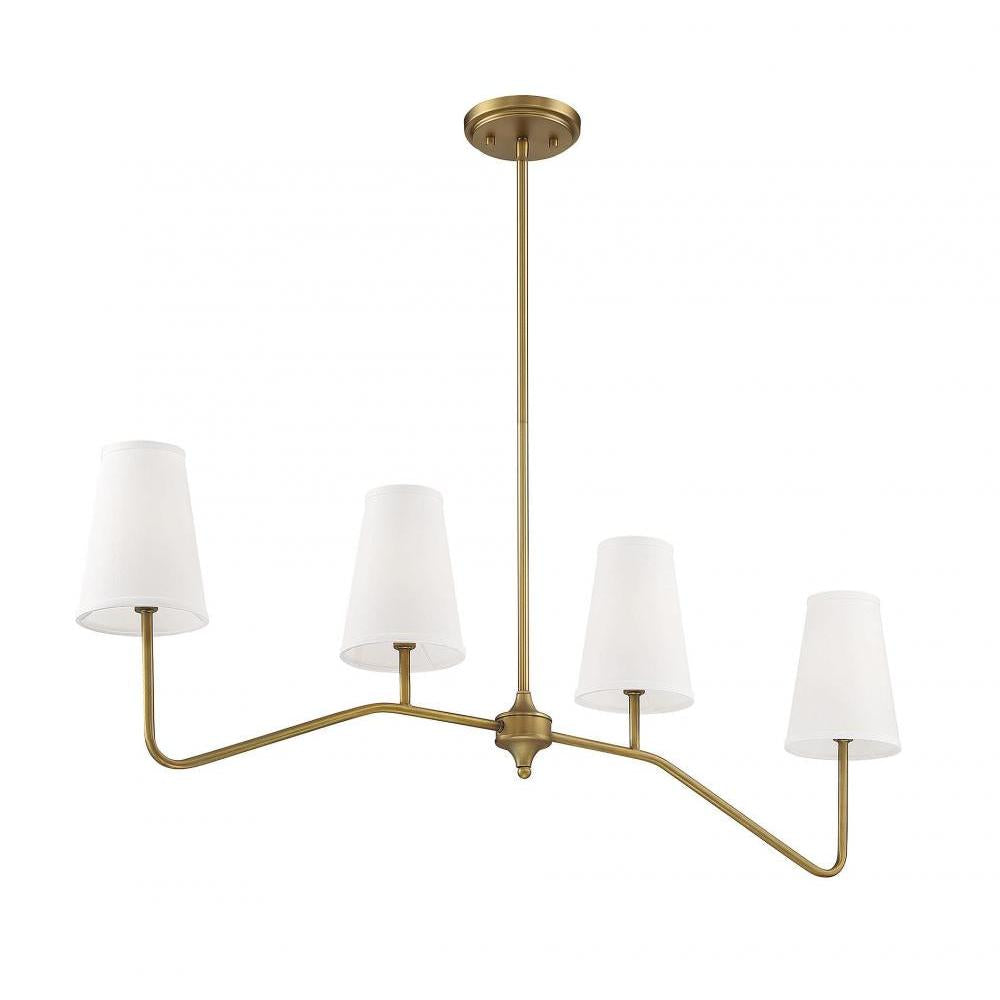 4-Light Linear Chandelier in Natural Brass