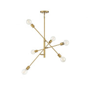 6-Light Chandelier in Natural Brass
