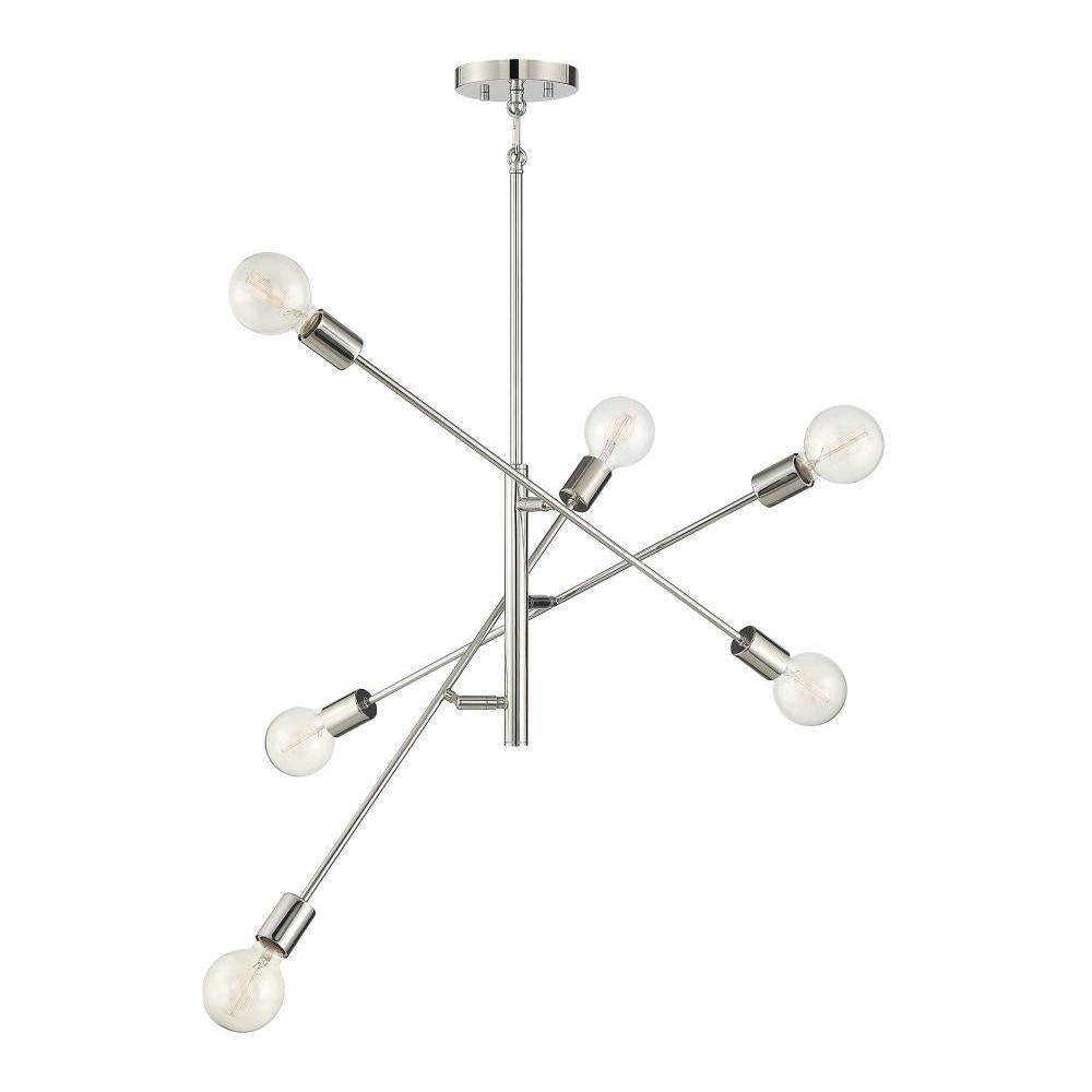 6-Light Chandelier in Polished Nickel