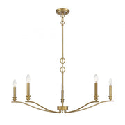 5-Light Chandelier in Natural Brass