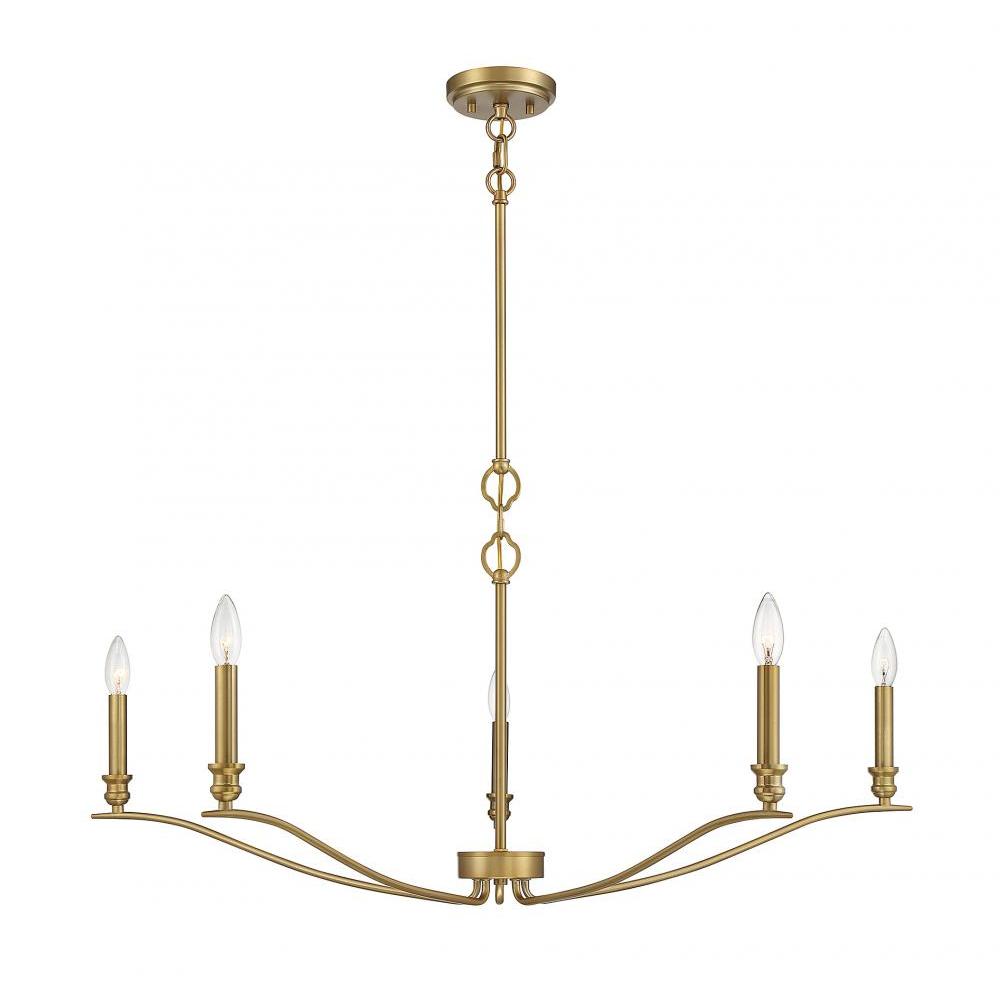 5-Light Chandelier in Natural Brass