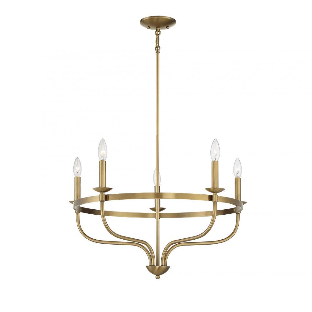 5-Light Chandelier in Natural Brass
