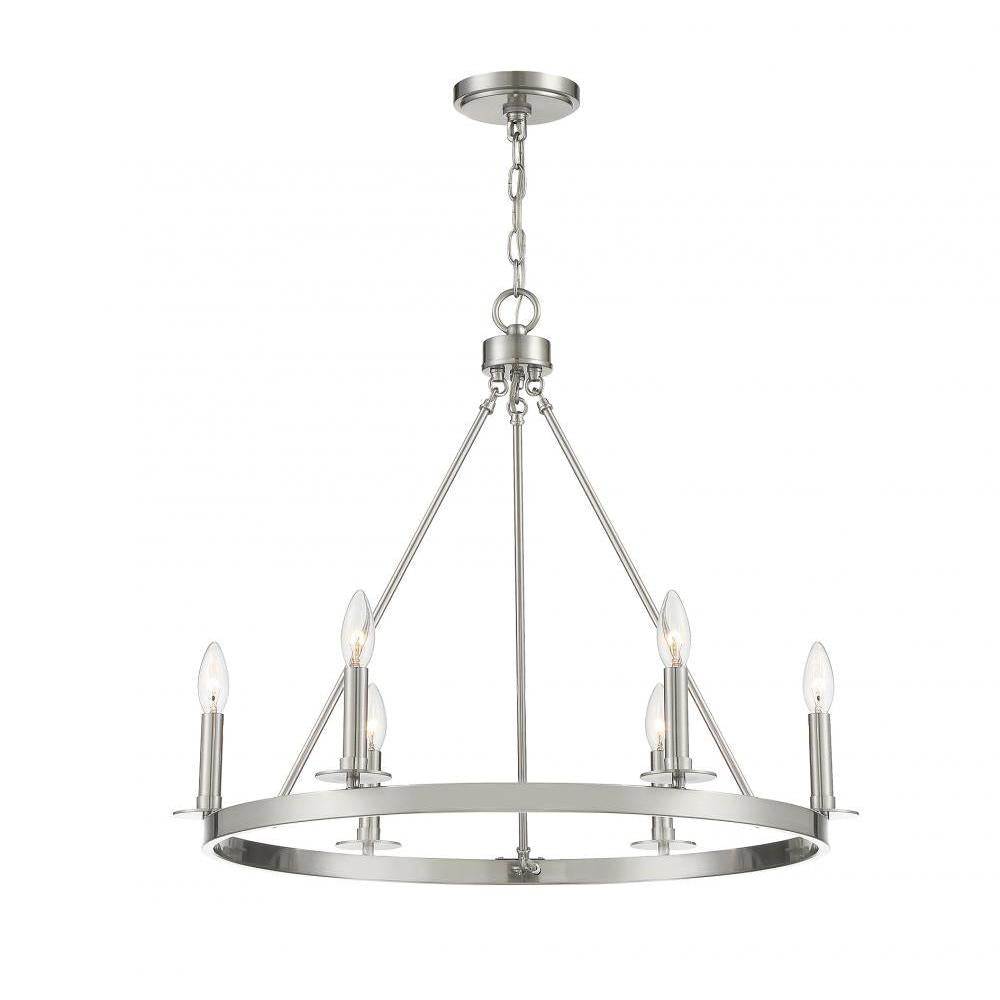 6-Light Chandelier in Brushed Nickel