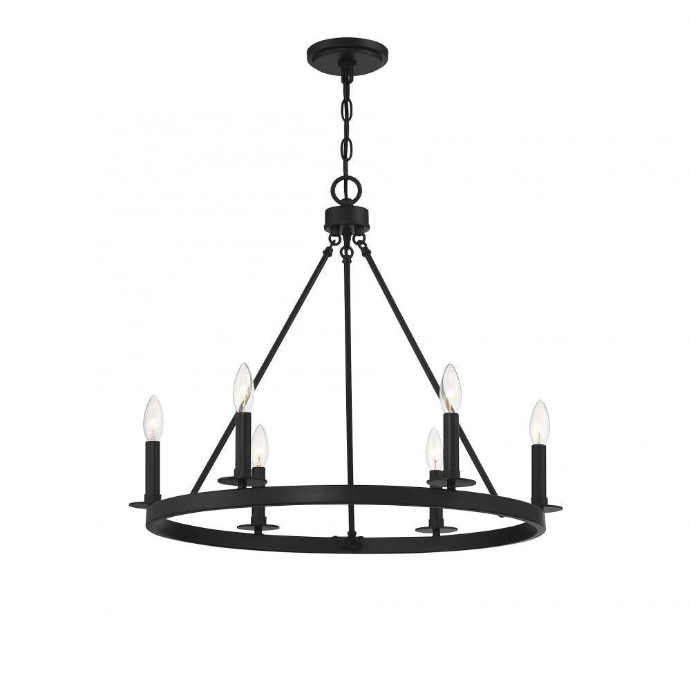 6-Light Chandelier in Matte Black