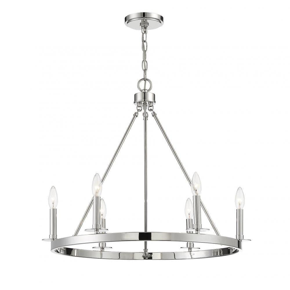 6-Light Chandelier in Polished Nickel