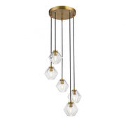 5-Light Chandelier in Natural Brass