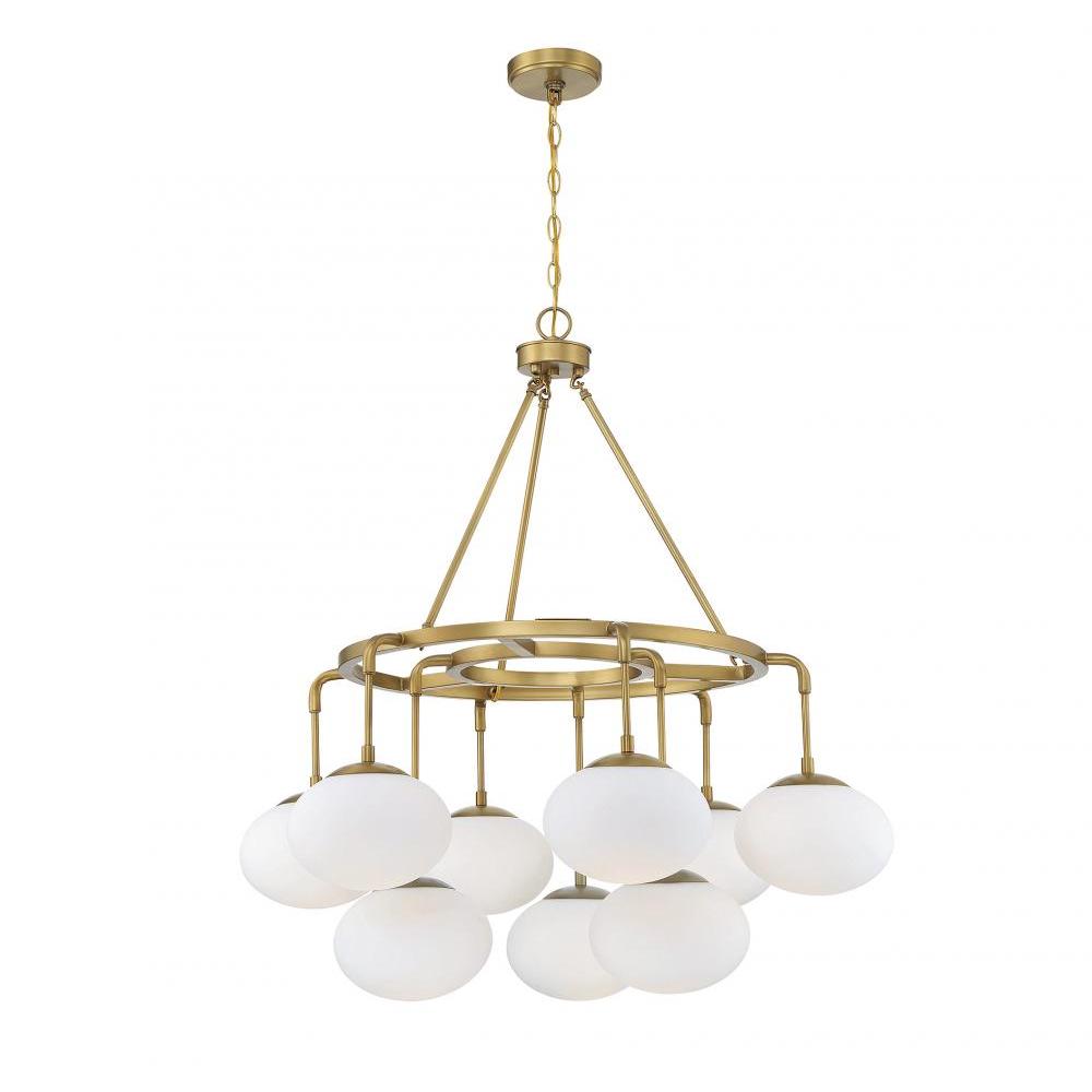 9-Light Chandelier in Natural Brass