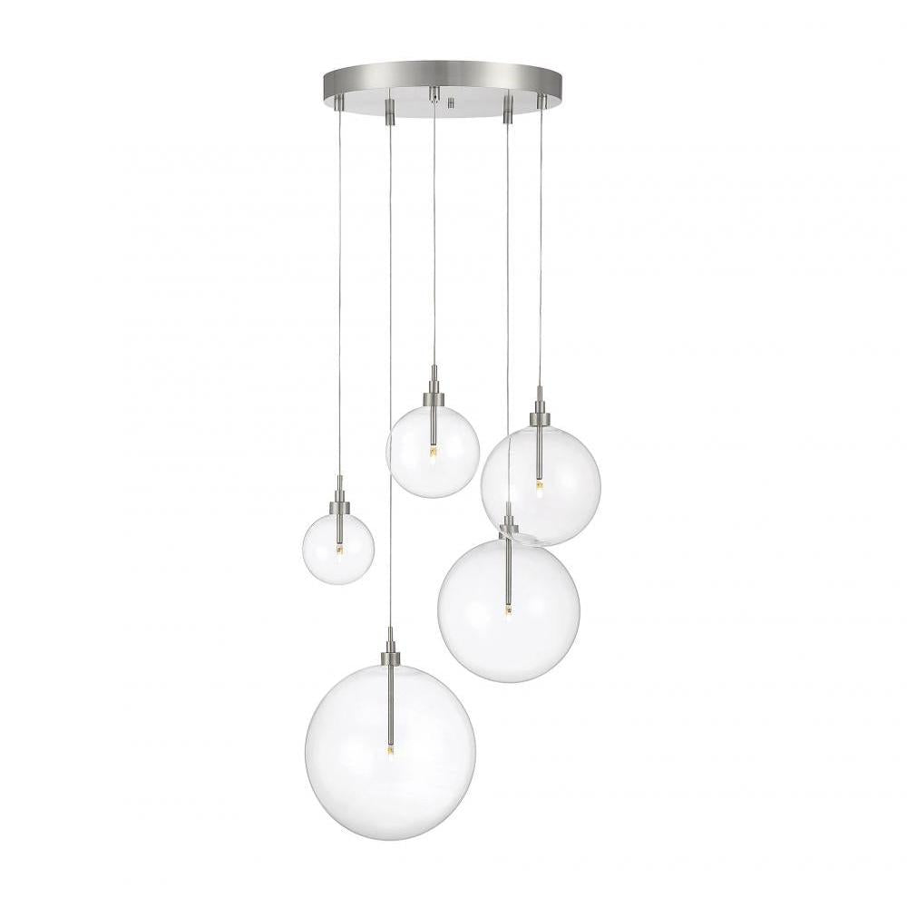 5-Light Pendant in Brushed Nickel