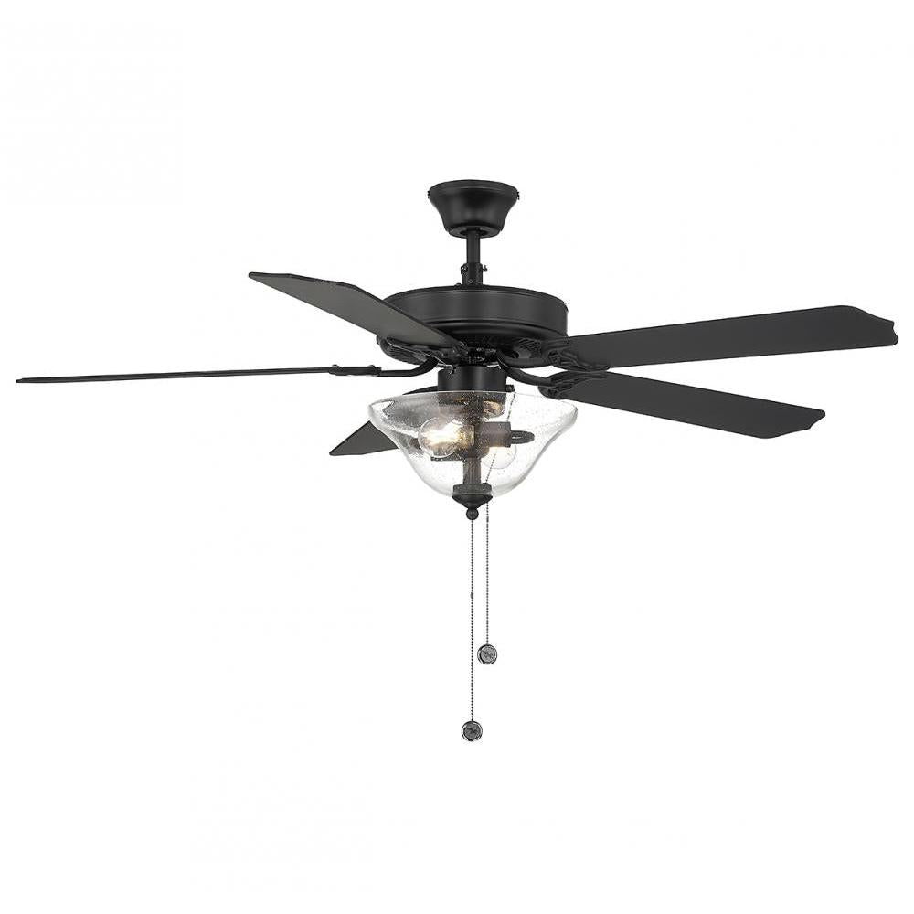 52" 2-Light Ceiling Fan in Matte Black