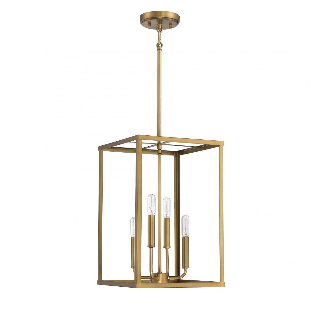 4-Light Pendant in Natural Brass