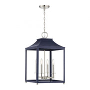 4-Light Pendant in Navy Blue with Polished Nickel