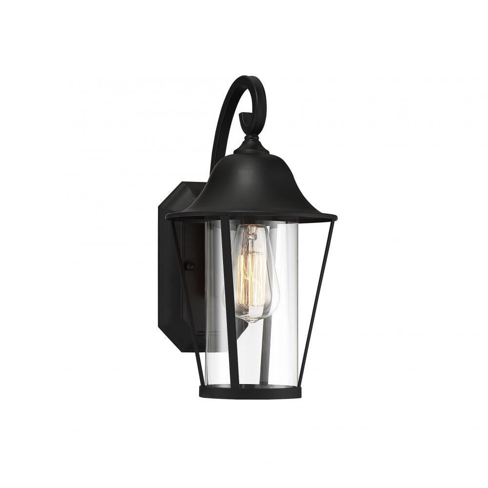 1-Light Outdoor Wall Lantern in Matte Black