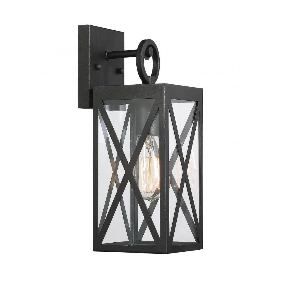 1-Light Outdoor Wall Lantern in Black