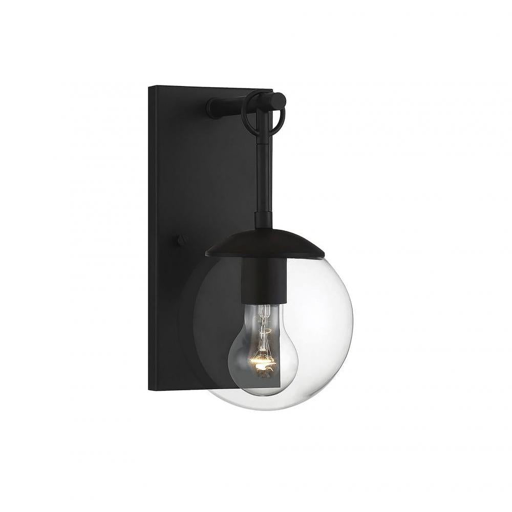 1-Light Outdoor Wall Lantern in Matte Black