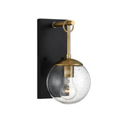 1-Light Outdoor Wall Lantern in Oil Rubbed Bronze with Natural Brass
